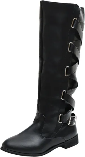Women's Cold Proof Boots Long Leg Fashionable Warm Snow Boots Comfort Solid Color Leather Boots for Women