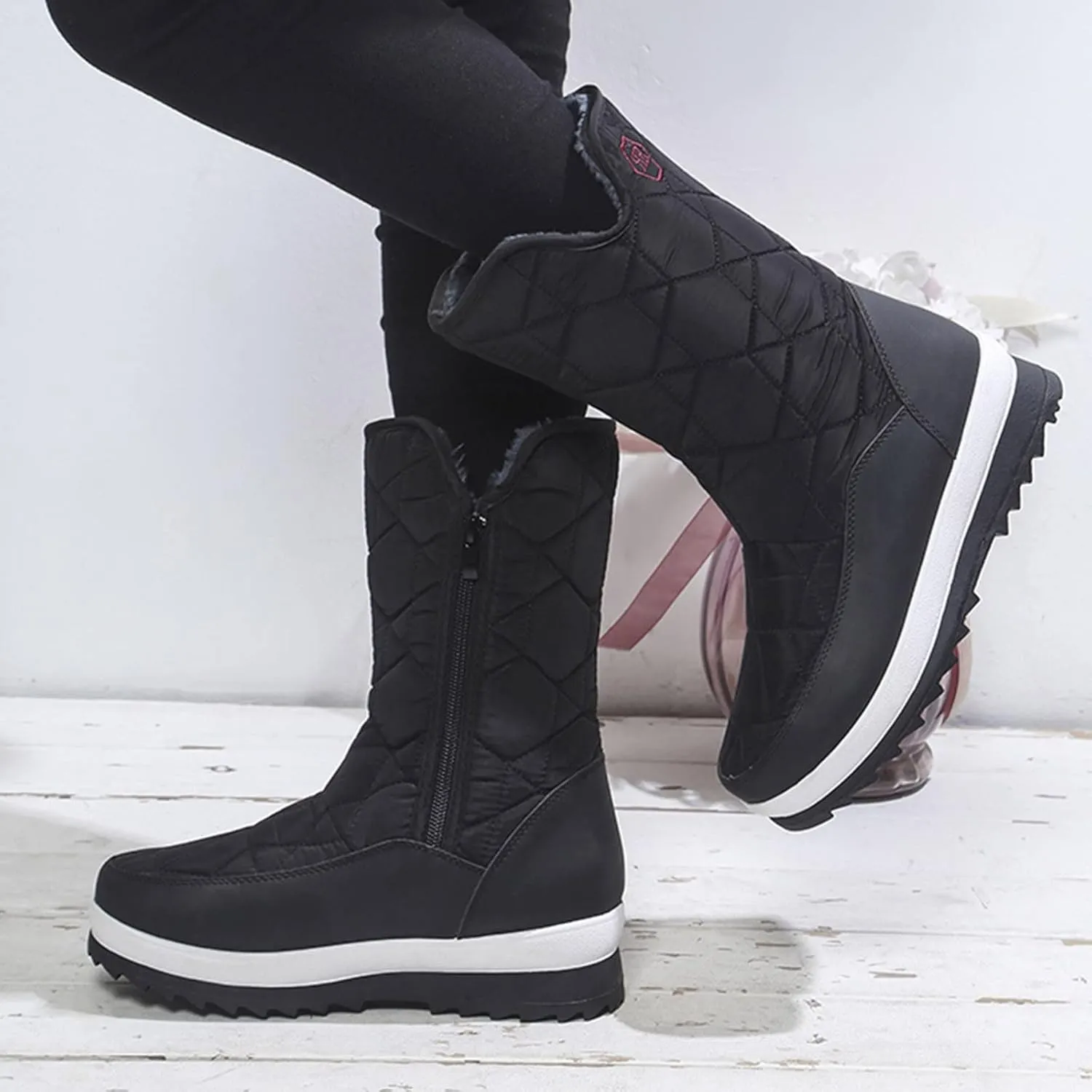 Women's Cold Proof Snow Boots Thick Bottom Non Slip Mid Calf Boots Plus Velvet Warm Boots Winter Walking Boot