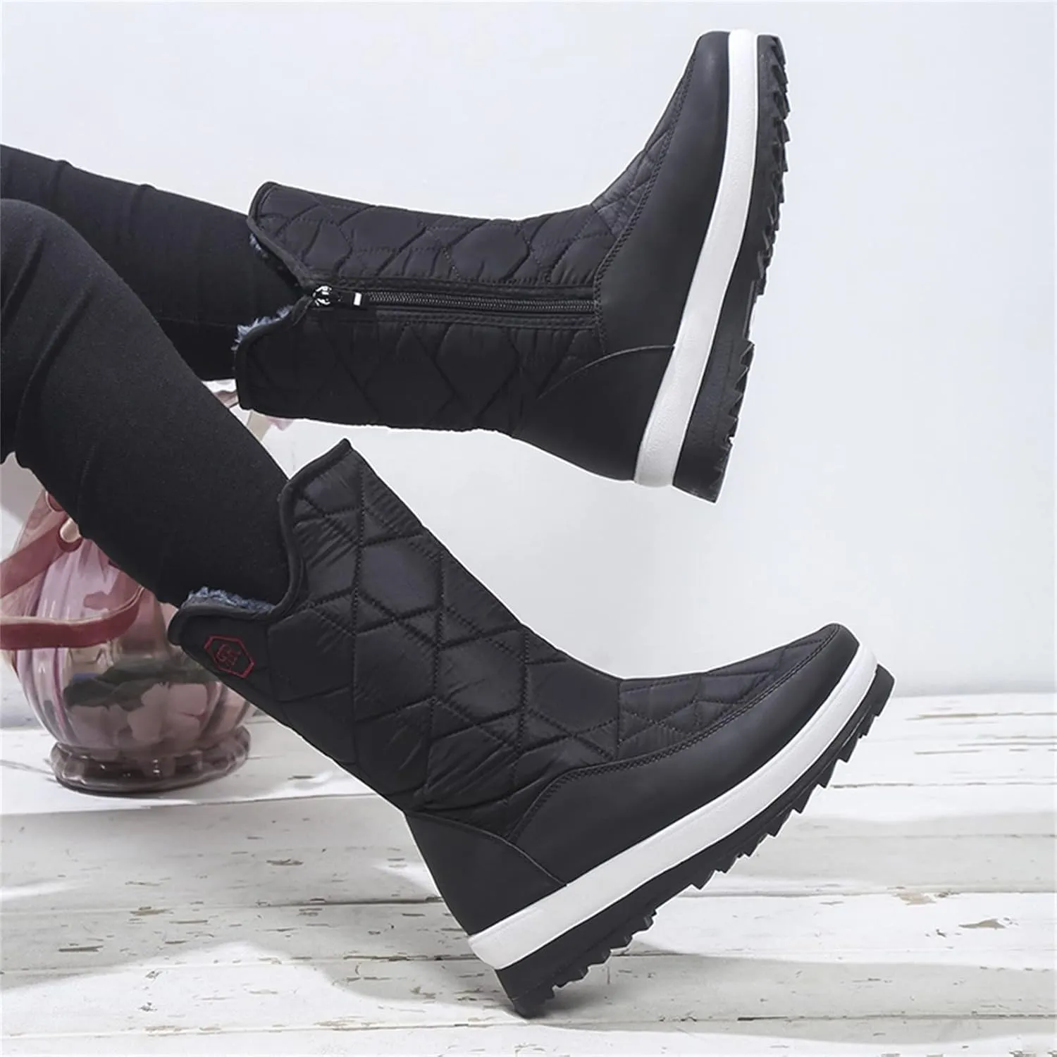 Women's Cold Proof Snow Boots Thick Bottom Non Slip Mid Calf Boots Plus Velvet Warm Boots Winter Walking Boot