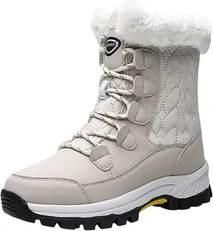Women's Cold Proof Snow Boots Winter Thick Bottom Non Slip Boots Plus Velvet Warm Snow Boots Lace Up Fashion Boot