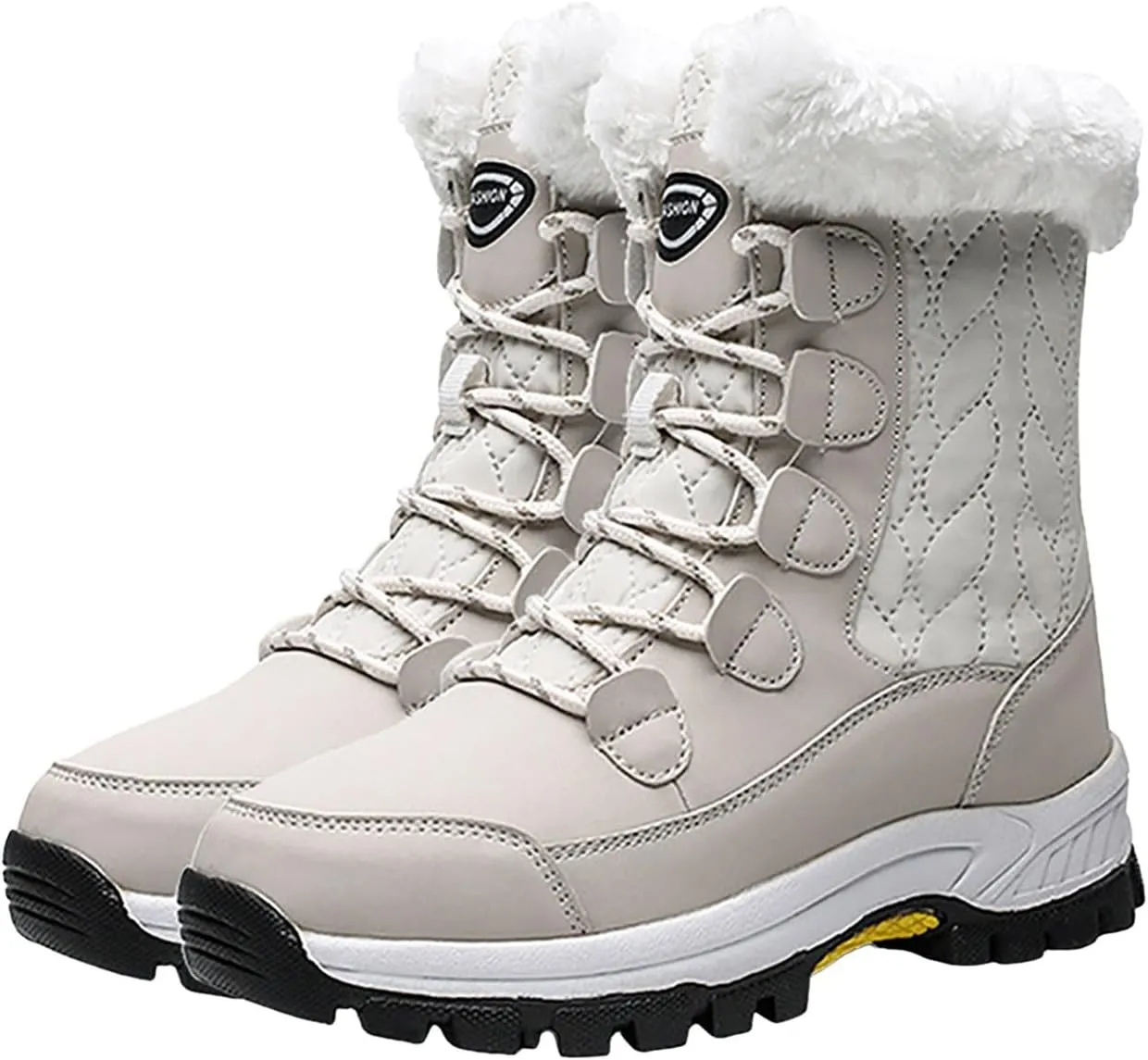 Women's Cold Proof Snow Boots Winter Thick Bottom Non Slip Boots Plus Velvet Warm Snow Boots Lace Up Fashion Boot