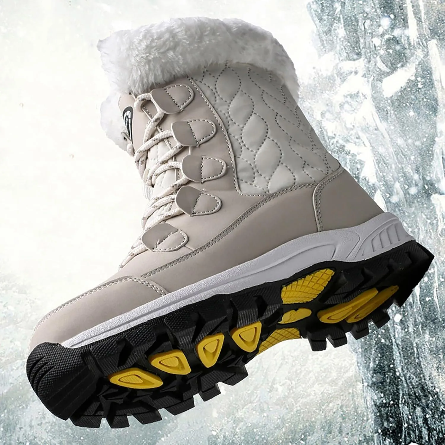Women's Cold Proof Snow Boots Winter Thick Bottom Non Slip Boots Plus Velvet Warm Snow Boots Lace Up Fashion Boot
