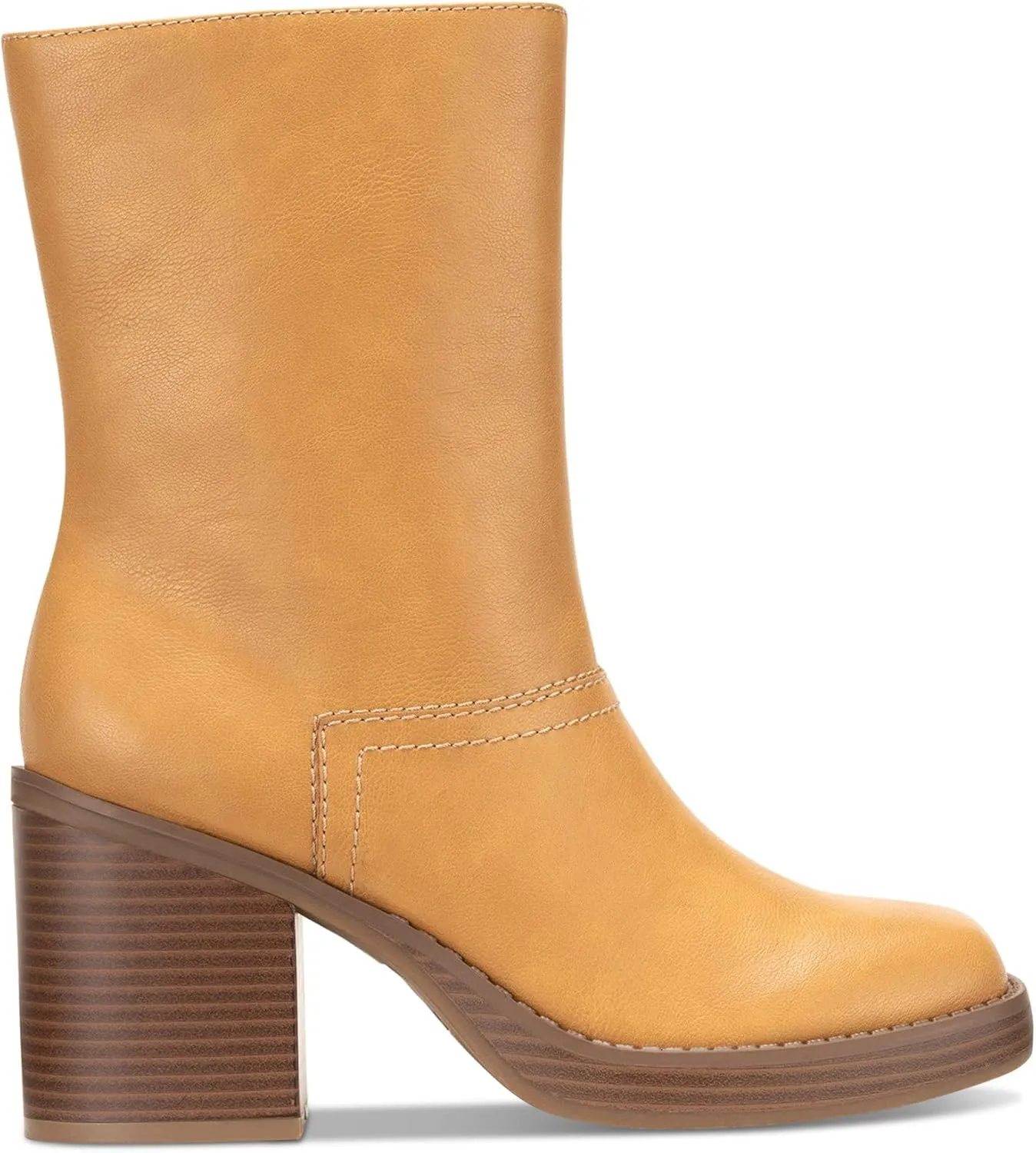 Womens Denverr Faux Leather Stacked Mid-Calf Boots