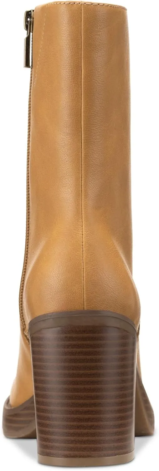 Womens Denverr Faux Leather Stacked Mid-Calf Boots