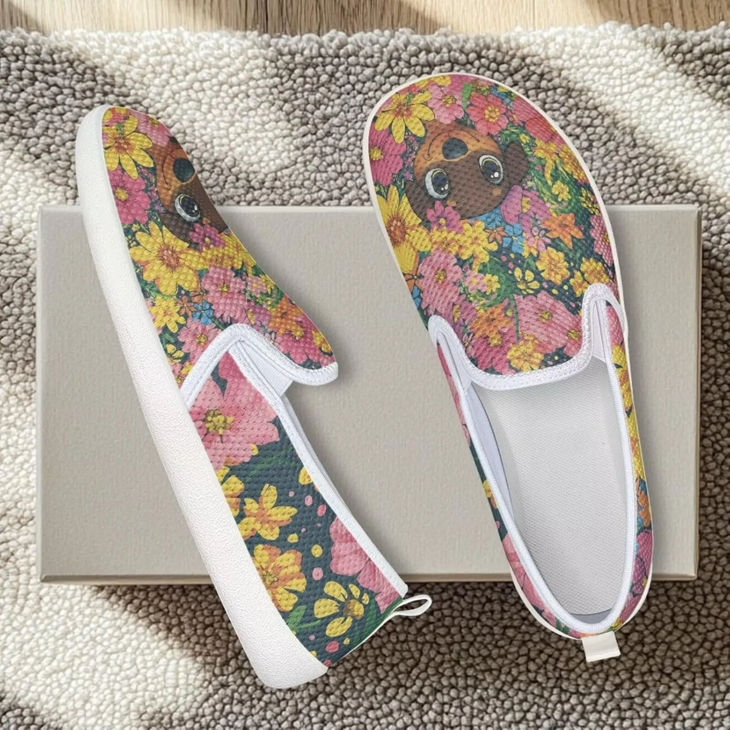 Women's Dog Outdoor Loafers Mesh Wide Toe Walking Shoes Ballet Flat Dress Shoes Business Loafer