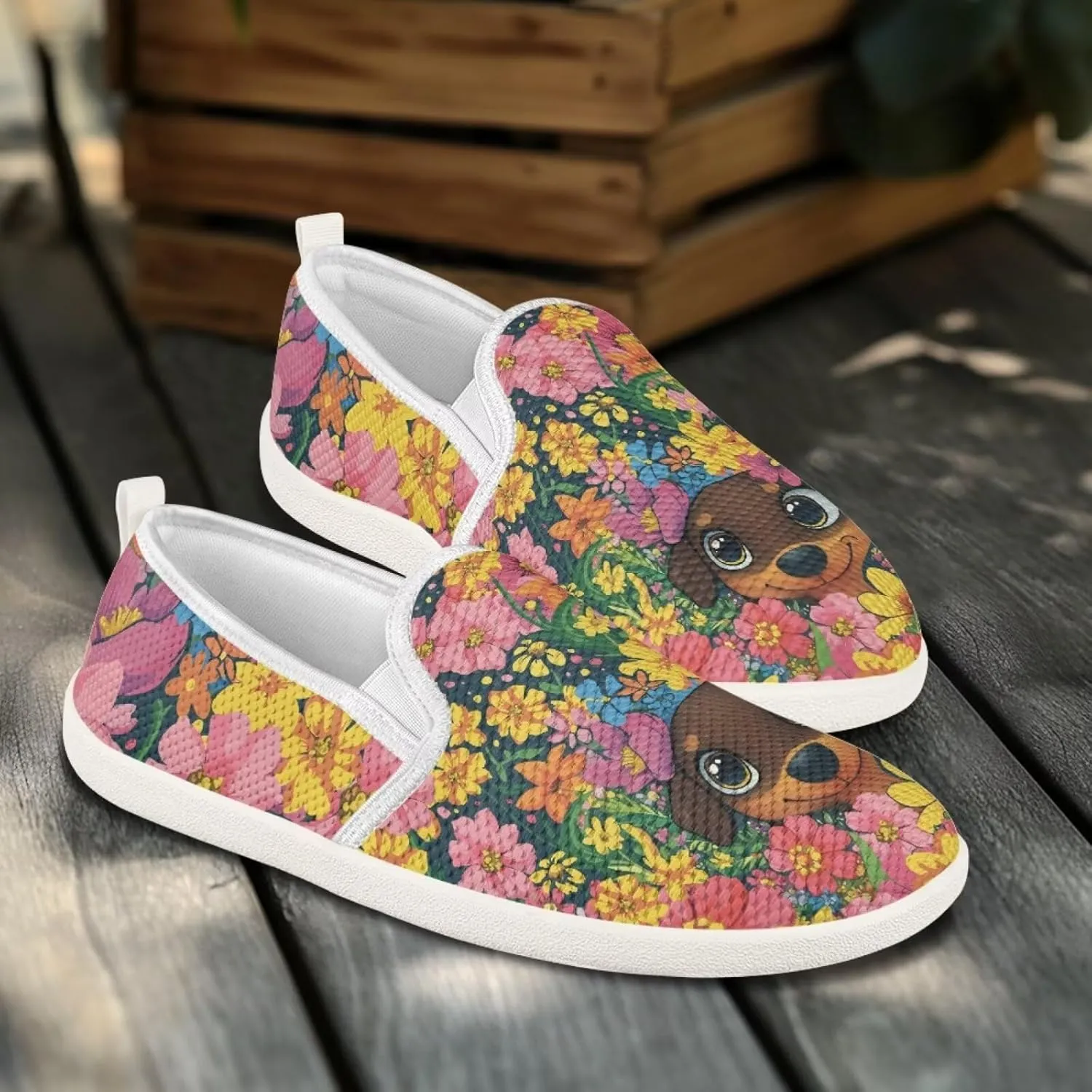 Women's Dog Outdoor Loafers Mesh Wide Toe Walking Shoes Ballet Flat Dress Shoes Business Loafer