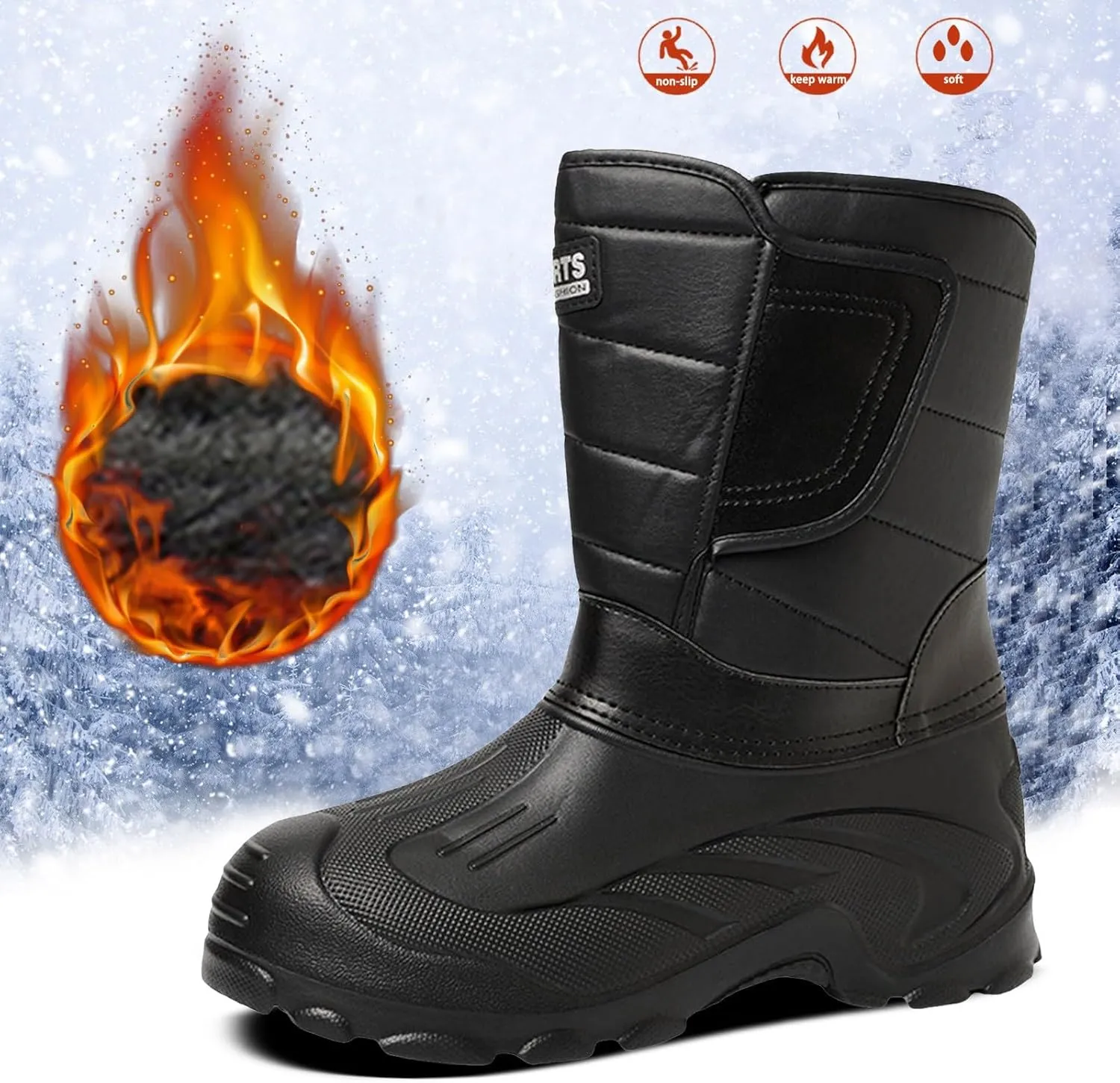 Women's Fuzzy Mid-Calf Boots Lace up Snow Boots for Women Non Slip Boots Winter Boots Outdoor Lightweight Boots