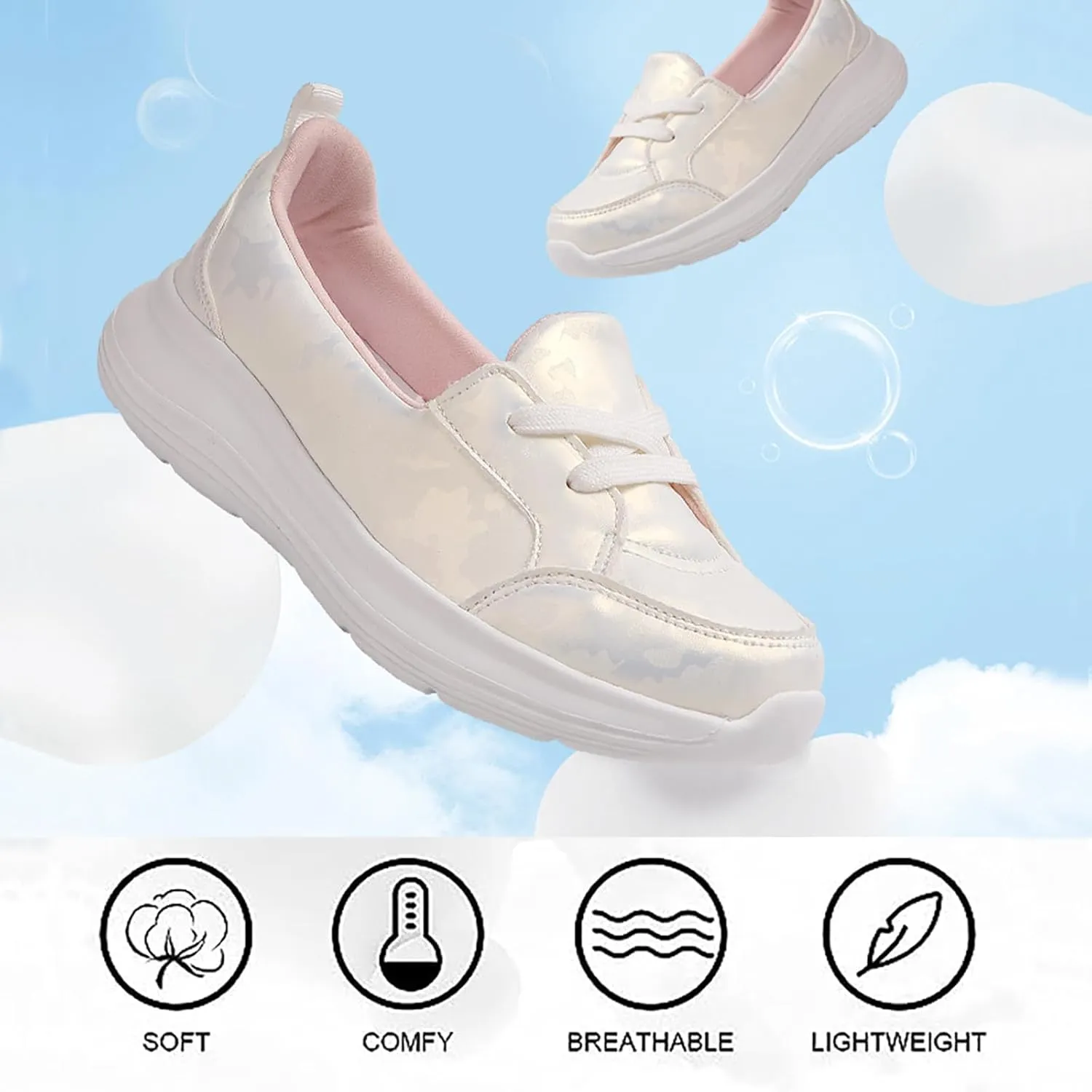 Women's Kotsas Breathable Slip On Orthopedic Loafers Arch Support Lightweight Non-Slip Casual Walking Shoes Comfortable Soft Sole Sneakers