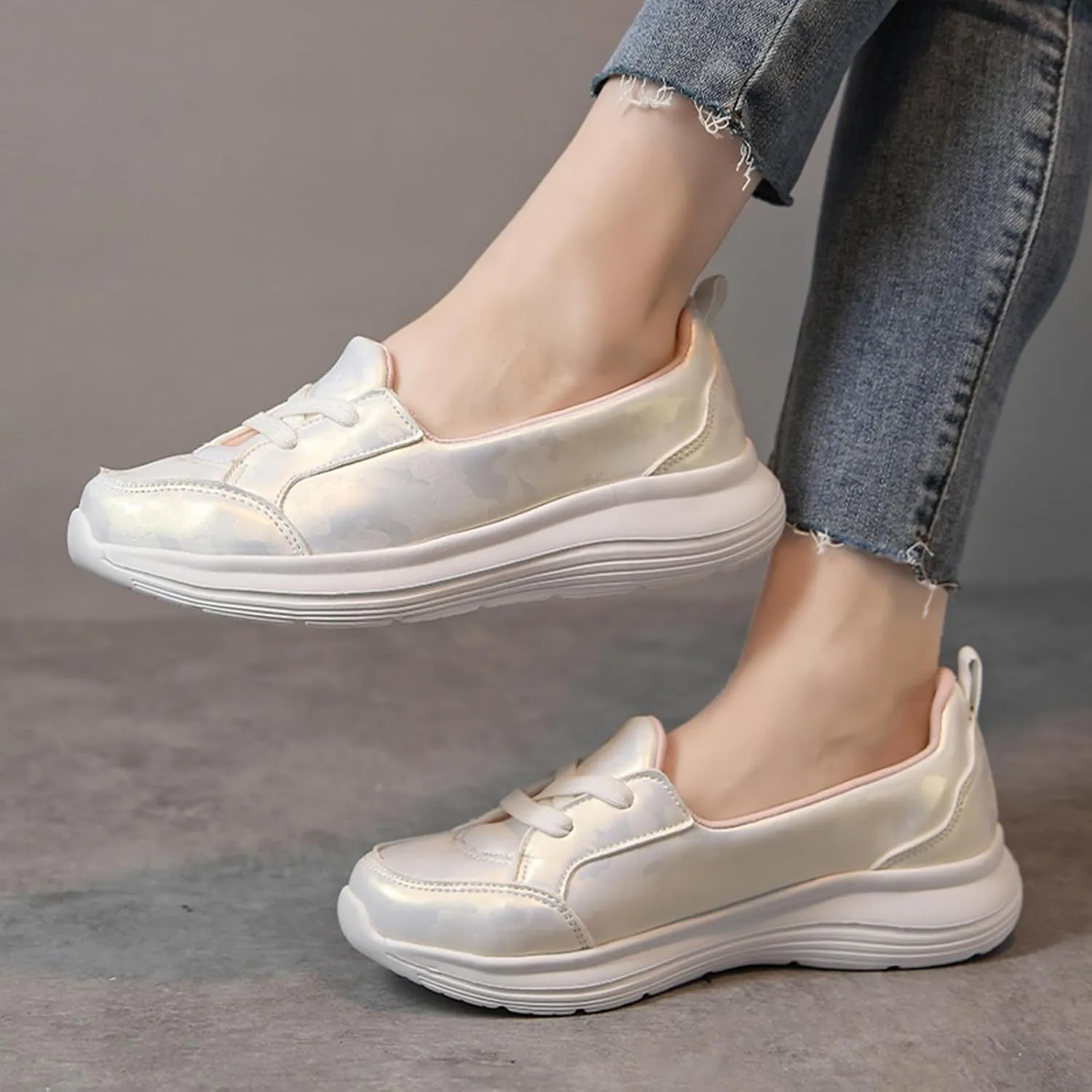 Women's Kotsas Breathable Slip On Orthopedic Loafers Arch Support Lightweight Non-Slip Casual Walking Shoes Comfortable Soft Sole Sneakers