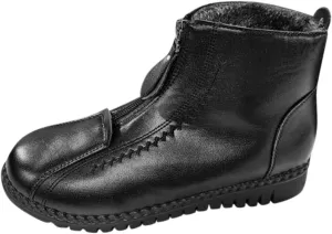 Women's Leather Snow Boots Plus Velvet Warm Winter Boots Water Proof Zipper Wide Width Snow Boots for Women