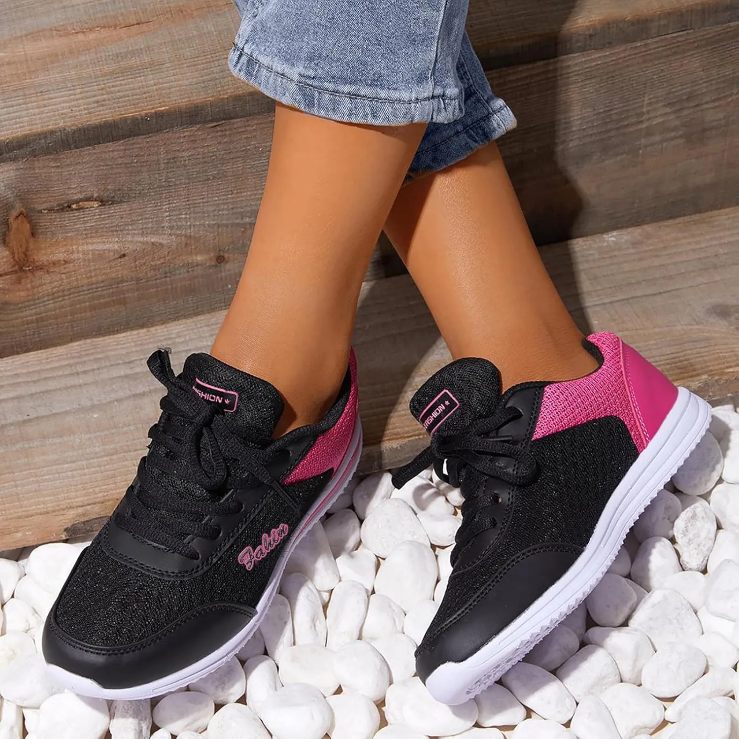 Womens Running Shoes Colorblock Casual Shoes Men Sneakers Women Trendy Comfortable Walking Shoes Slip On Shoes Gym Fitness Shoes for Ladies