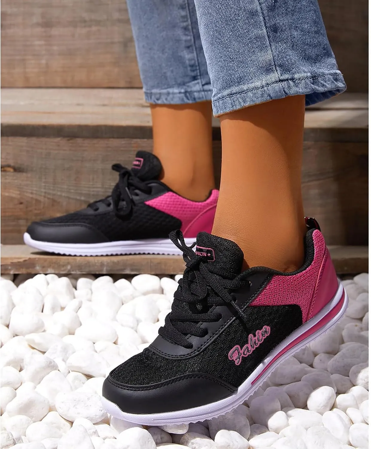 Womens Running Shoes Colorblock Casual Shoes Men Sneakers Women Trendy Comfortable Walking Shoes Slip On Shoes Gym Fitness Shoes for Ladies
