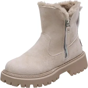 Women's Thick Bottom Snow Boots Plus Velvet Winter Warm Boots Side Zipper Non Slip Mid Calf Boots for Women
