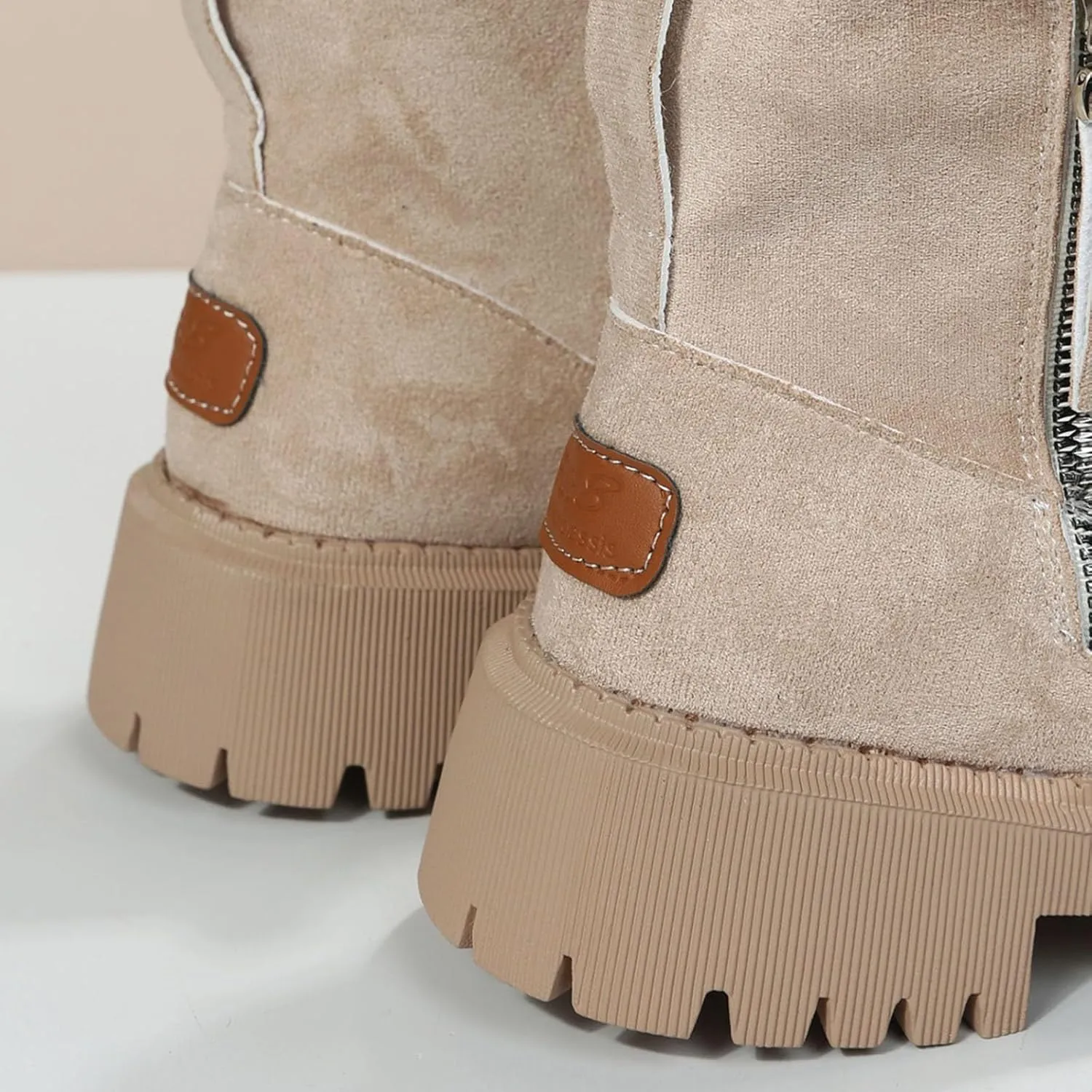 Women's Thick Bottom Snow Boots Plus Velvet Winter Warm Boots Side Zipper Non Slip Mid Calf Boots for Women