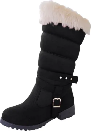 Women's Winter Snow Boots Fashionable Mid-Calf Boots Fleece Lined Warm Boots Comfort Womens Winter Lace up Snow Boots