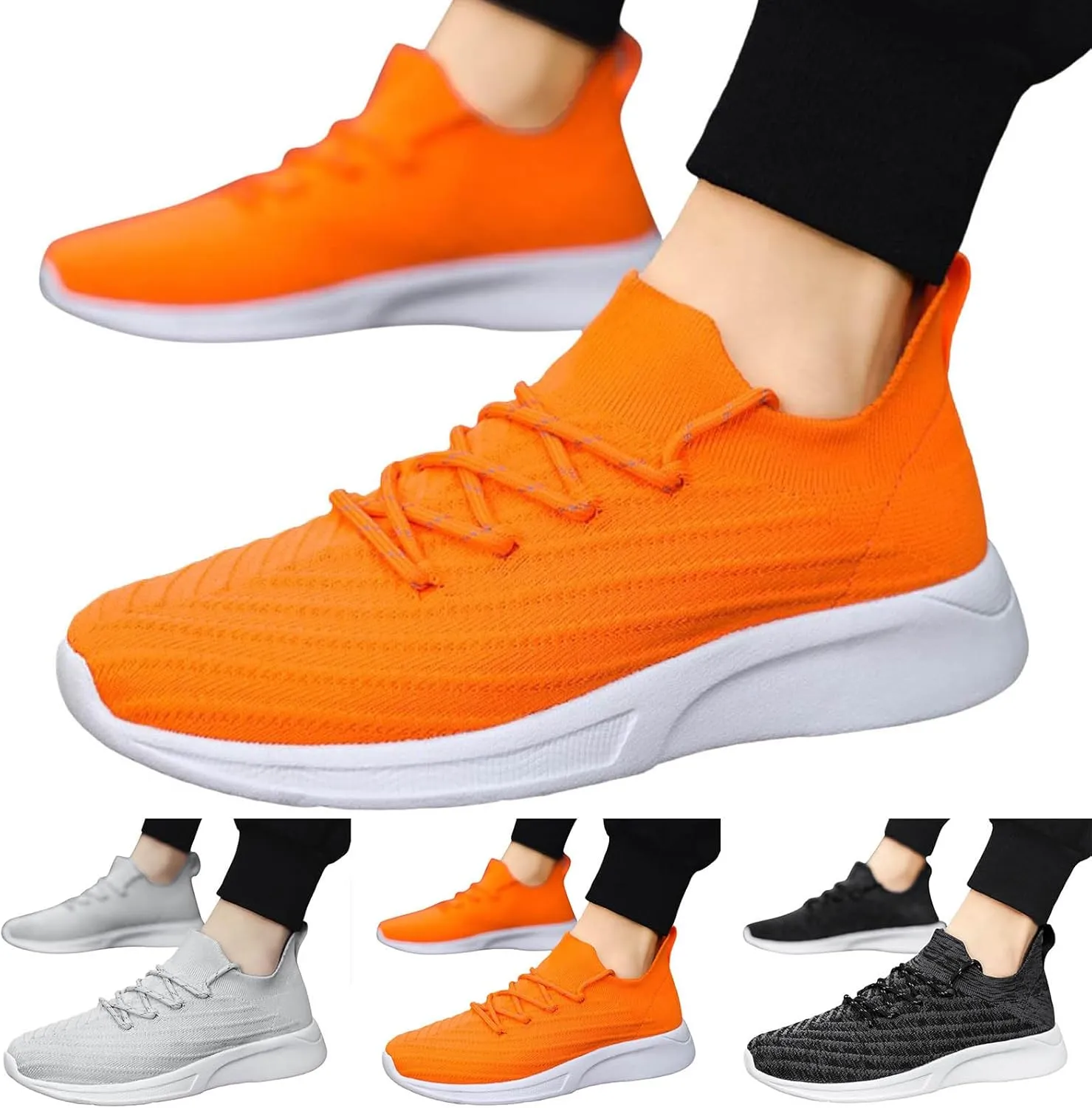 Workout Athletic Sport Shoes for Men Breathable Casual Comfortable Walking Sneaker Casual Elderly Lace Up Shoes