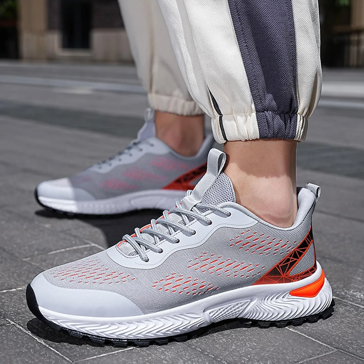 Workout Athletic Sport Shoes for Men Lightweight Sport Gym Jogging Walking Sneaker Elastic Fly Woven Mesh Shoes