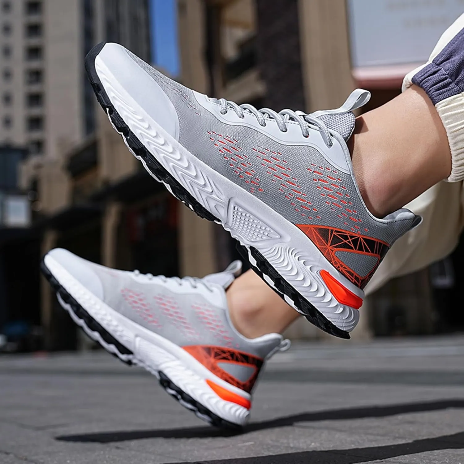 Workout Athletic Sport Shoes for Men Lightweight Sport Gym Jogging Walking Sneaker Elastic Fly Woven Mesh Shoes
