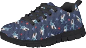Ystardream Cute Shark Running Shoes for Boys Size 12 Kids Lightweight Breathable Strap Athletic Running Shoes for Little Kids (Black Edge)